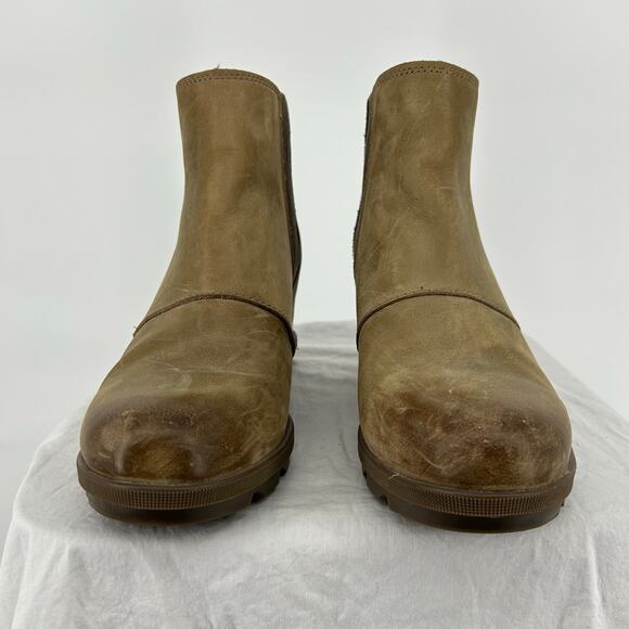 Women's Tan Leather SOREL Joan Of Arctic Wedge II Chelsea Bootie 10M NL3022-240 - Picture 2 of 8